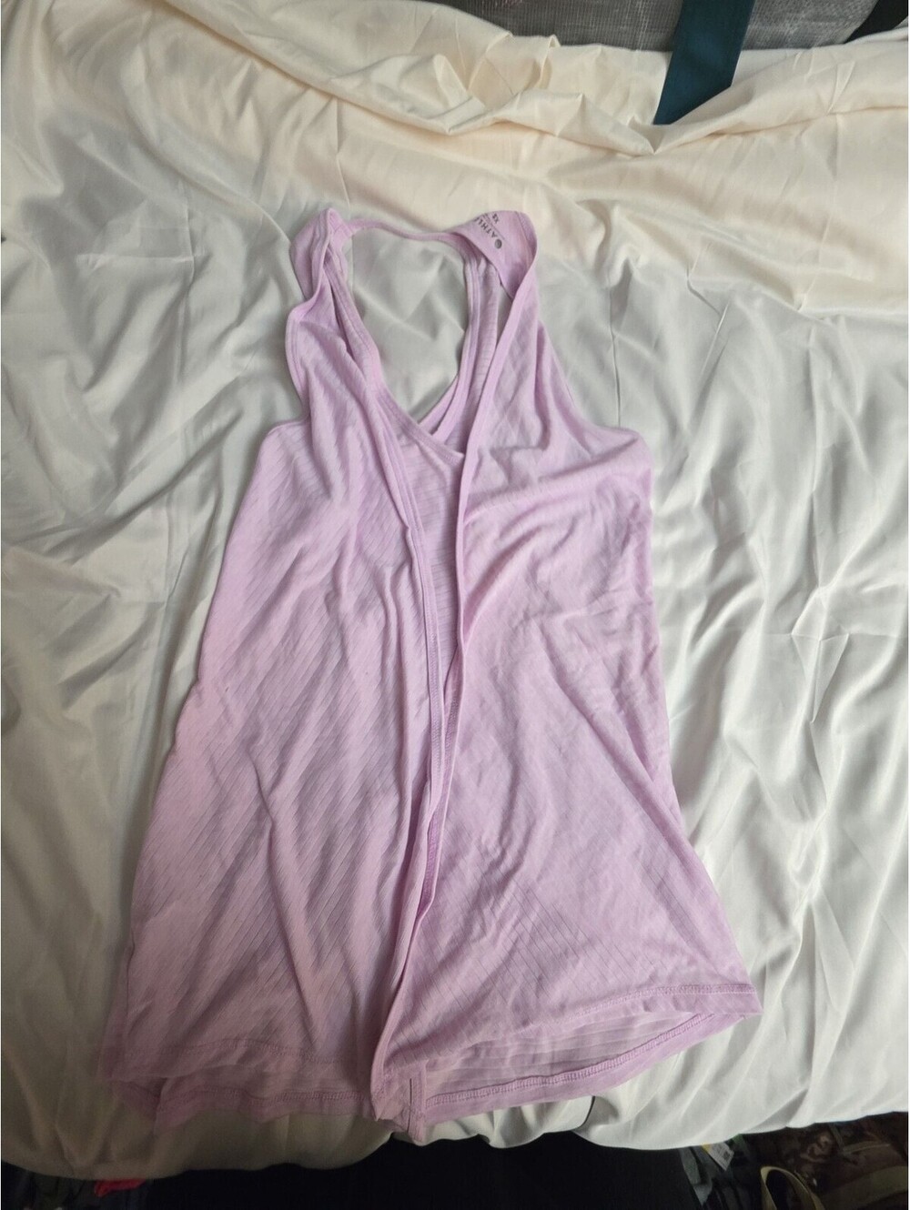 Athleta Essence Pink Tie Back Split Back Open Back Criss Cross Tank Top